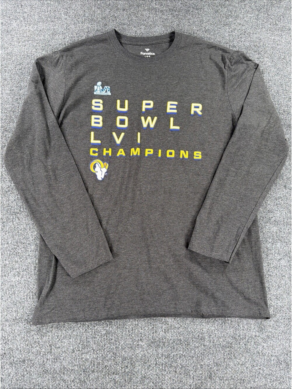 Los Angeles Rams NFL Super Bowl LVI Champs Long Sleeve Tee Gray-Men's L